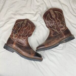 Ariat Rigtek Wide Square Toe Boots Men's 11D Leather Western Cowboy Work Brown‎